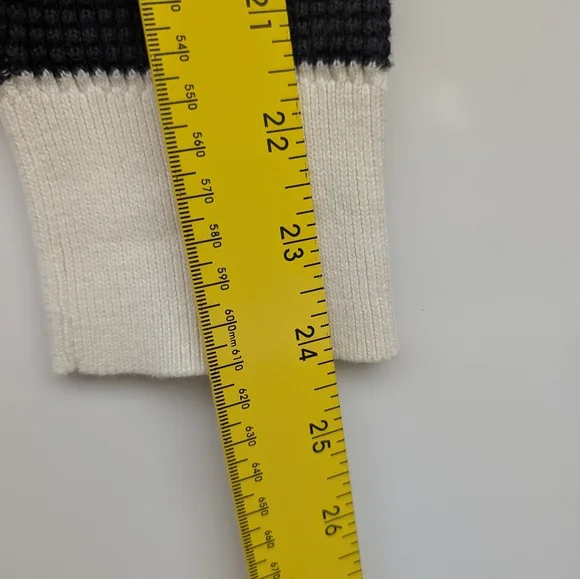 L.L.Bean Cotton Waffle Knit Sweater Cream Black Stripe – Women’s M - Picture 9 of 9